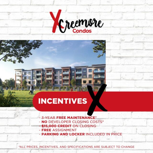 When you buy a home with us, we aim to ensure that your experience of becoming a homeowner is effortless. With the unique deposit structure at Creemore Condos, you only pay 5% down until occupancy and just 1% on occupancy.

Here’s the list of additional incentives you can avail:

1. 3-Year Free Maintenance*

2. No Developer Closing Costs*

3. $15,000 Credit on Closing

4. Free Assignment

5. Parking and Locker Included in Price

Register at https://creemorecondos.ca/#register  for priority updates and access!

*All prices, incentives, and specifications are subject to change. Please consult a sales representative for further details.

#creemorevillage #downtowncreemore #creemorehousing #preconstructioncondos #preconstruction #creemorerealestate